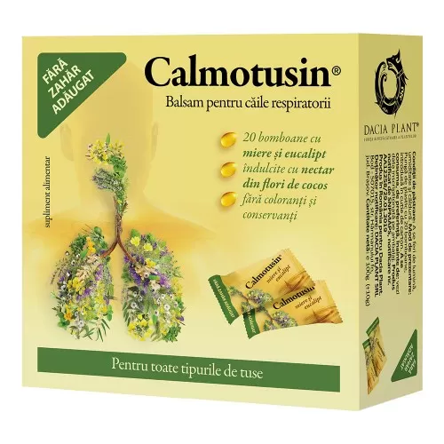 Calmotusin drops cu miere si eucalipt, 20 bucati, Dacia Plant
