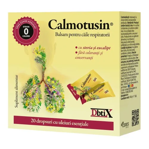 Calmotusin cu stevia Dbtix, 20 dropsuri, Dacia Plant