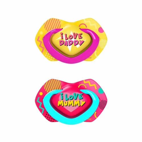 Suzeta Silicon Simetrica Neon Love 0-6 luni Roz 22/652, 2 buc, Canpol