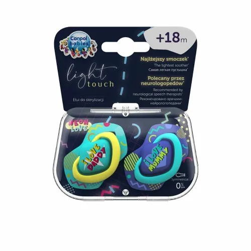 Canpol 22/654 Suzeta Silicon Simetrica Neon Love +18 luni Albastru -buc x 2
