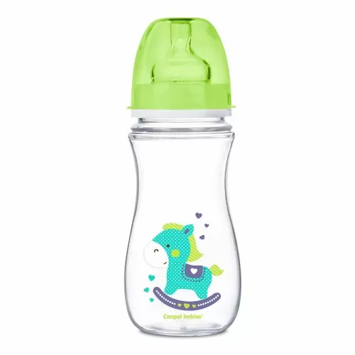 Biberon verde anticolici cu gat larg Toys, 300ml, Canpol babies