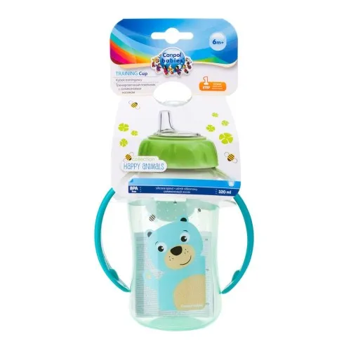 Canita Antrenament Silicon Cute Animals Urs Turquoise +6luni, 56/512, 320ml, Canpol
