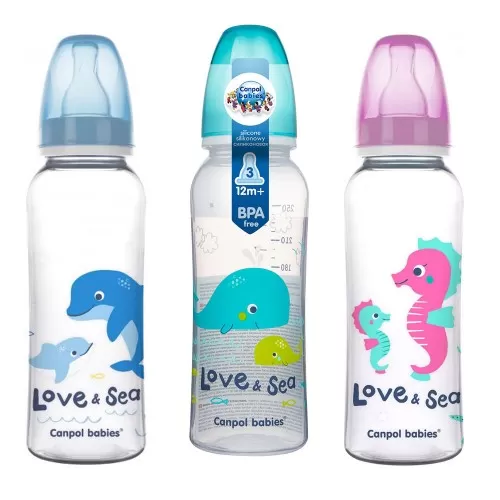 Biberon cu gat ingust PP Love & Sea, 250ml, Canpol babies