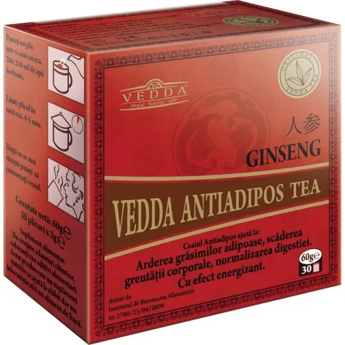 Ceai antiadipos cu ginseng, 30 plicuri, Vedda