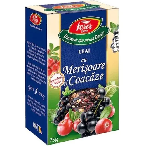 Ceai cu merisoare si coacaze, 75 g, Fares