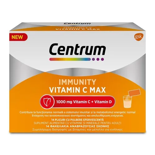 Centrum Immunity Vit C Max Pulbere, 14 plicuri, Gsk