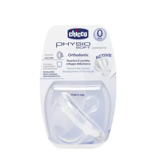 Suzeta Silicon Ortodontica Fiziologica Monobloc 0-6luni Alb 0180801-7, Chicco