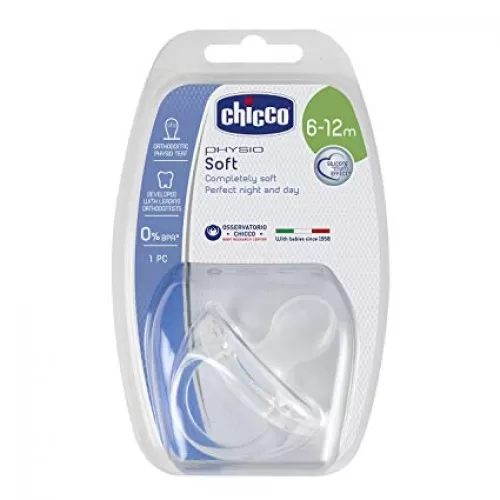 Suzeta Silicon Ortodontica Fiziologica Monobloc 6-16luni Alb 0180901-7, Chicco