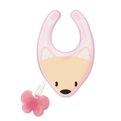 Chicco 0258210-7 Baveta cu Jucarie Dentitie Roz