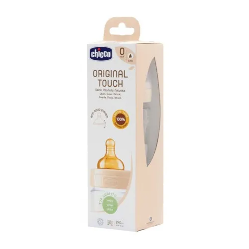 Biberon Original Touch Sticla Tetina Cauciuc Flux Lent + 0luni, 240ml, Chicco