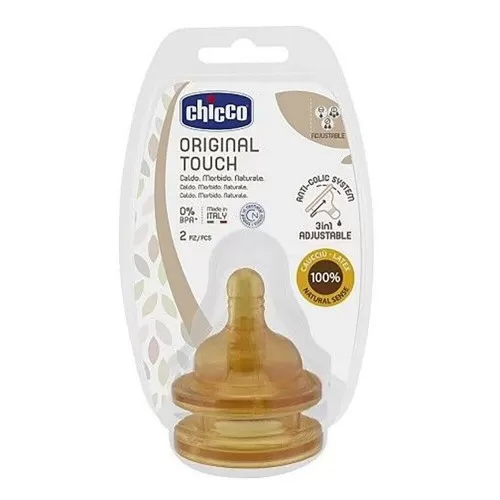 Tetina Original Touch Fiziologica Anti-Colici Cauciuc Flux Reglabil 27832-7, 2 buc, Chicco