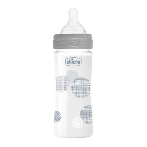 Chicco 2872130-7 Biberon Wellbeing Sticla Tetina Silicon Flux Lent +0luni x 240 ml