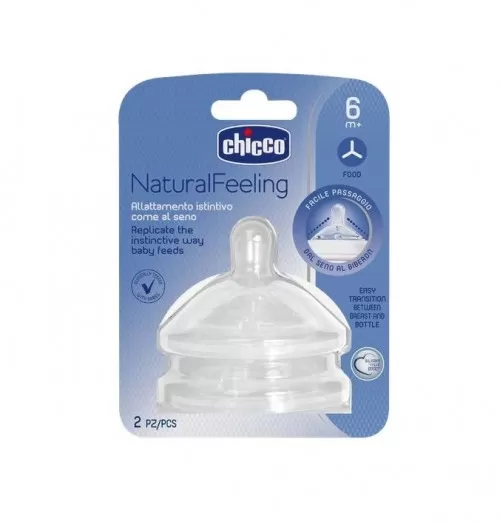 Tetina Natural Feeling Silicon Hrana Groasa +6uni 8105720-7, 2 buc, Chicco