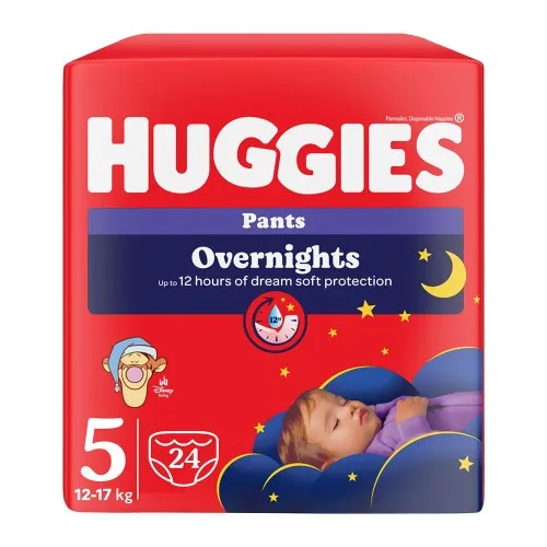 Chilotei de noapte Elite Soft Overnights Nr.5, 12-17 kg, 24 bucati, Huggies