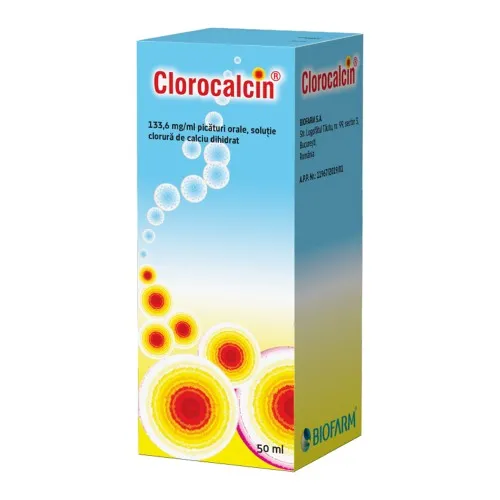 Clorocalcin picaturi orale, solutie, 133,6 mg/ml, 50 ml, Biofarm