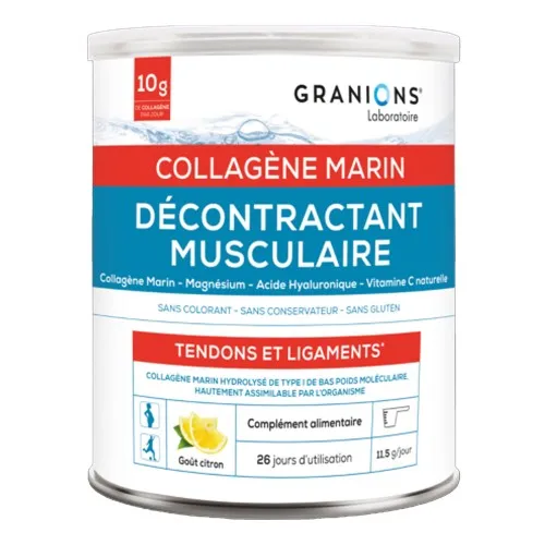 Pudra cu colagen marin Decontractant muscular, aroma lamaie, 300 g, Granions
