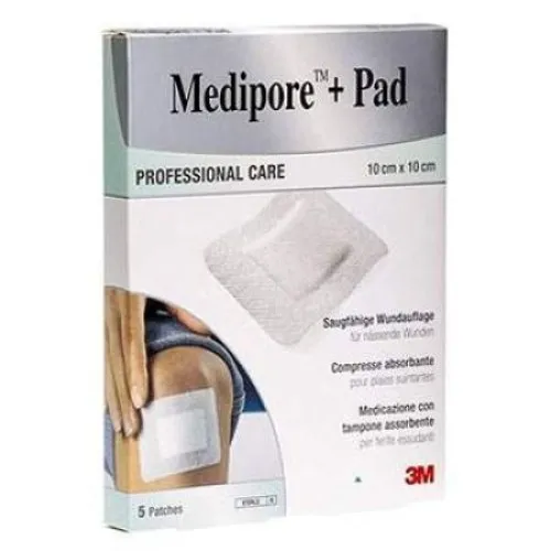 Comprese absorbante Medipore+Pad, 10x10 cm, 5 bucati, 3M