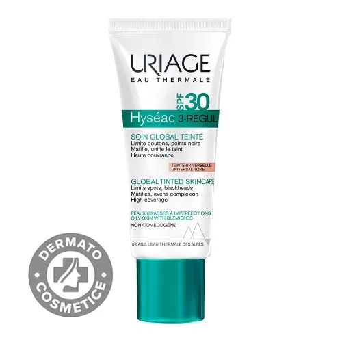 Crema colorata cu SPF 30 Hyseac 3-Regul, 40 ml, Uriage