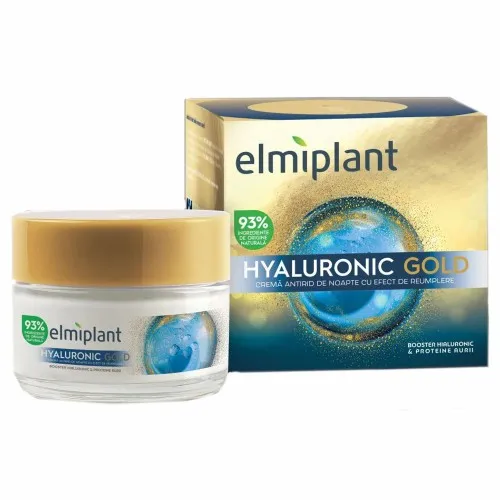 Crema de noapte antirid cu efect de umplere Hyaluronic Gold, 50 ml, Elmiplant