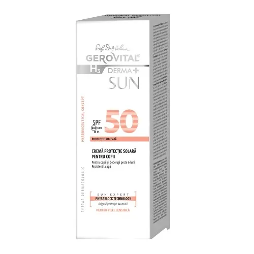 Crema protectie solara pentru copii SPF 50 H3 Derma+ Sun, 100 ml, Gerovital