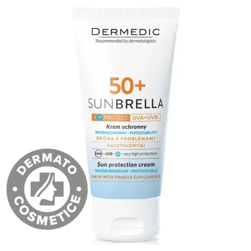 Crema protectie solara SPF 50+ ten normal-uscat si piele sensibila cu capilare fragile Sunbrella, 50 g, Dermedic