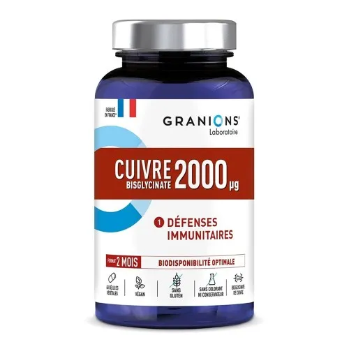 Cupru bisglicinat 2000mcg, 60 capsule vegetale, Granions