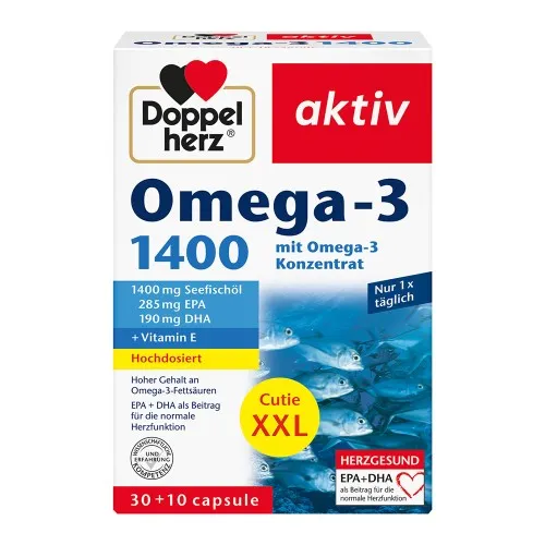 Omega 3 Ulei Somon 1400mg, 30 + 10 capsule (Pachet Promo), Doppel Herz Aktiv
