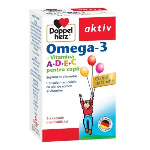 Omega 3 Vitamina A+D+E+C pentru copii, 30 capsule, Doppelherz