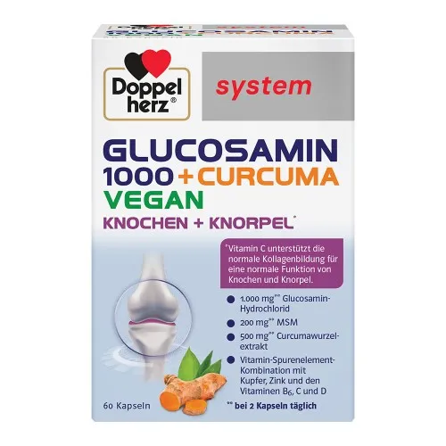 System Glucosamin 1000 + Curcuma Vegan, 60 capsule, Doppel Herz