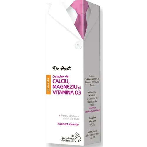 Dr.Hart Calciu Magneziu si Vitamina D3, 10 comprimate efervescente