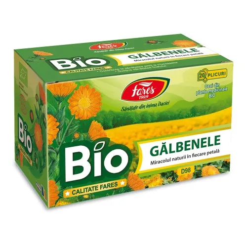 Ceai Galbenele Bio, 20 plicuri, Fares
