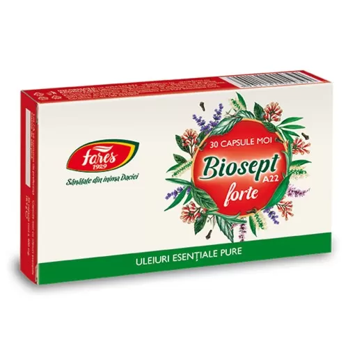 Biosept Forte A22, 30 capsule moi, Fares