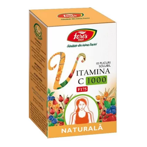 Vitamina C 1000 naturala F175, 10 plicuri, Fares