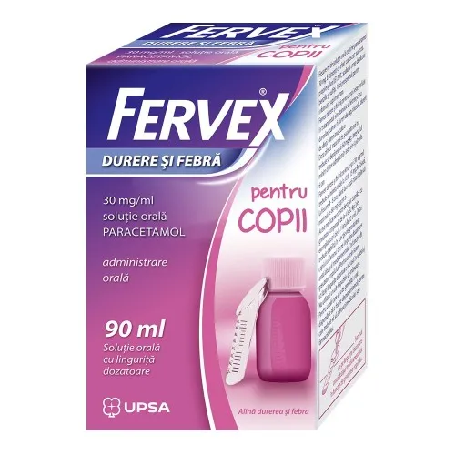 Fervex Durere si Febra Copii 30mg/ml, solutie orala, 90ml, Upsa