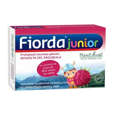 Fiorda Junior cu aroma de zmeura, 15 comprimate, Plant Extrakt