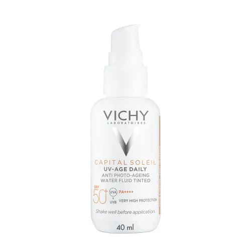 Fluid colorat SPF50+ cu actiune impotriva foto-imbatranirii tenului, nuanta deschisa-medie, Vichy