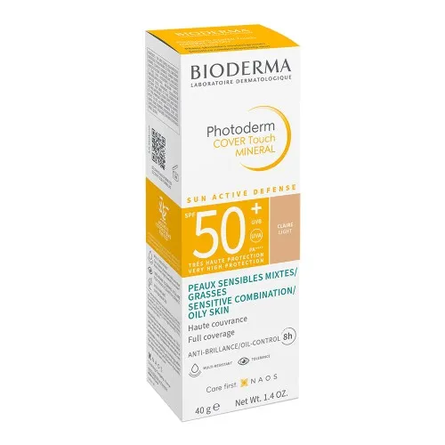 Fluid Photoderm Cover Touch, Mineral SPF 50+ nuanta deschis, 40ml, Bioderma