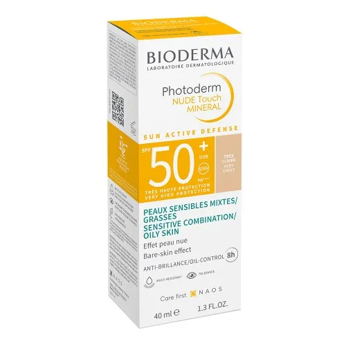 Fluid Nude Touch Mineral pentru ten foarte deschis cu SPF50+ Photoderm, 40ml, Bioderma