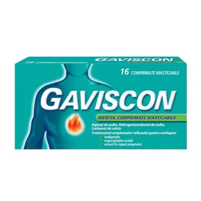 Gaviscon Mentol, 16 comprimate masticabile, Reckitt Benckiser Healthcare