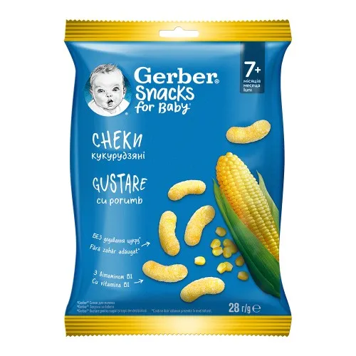 Snacks gustare cu porumb, +7 luni, 28 g, Gerber