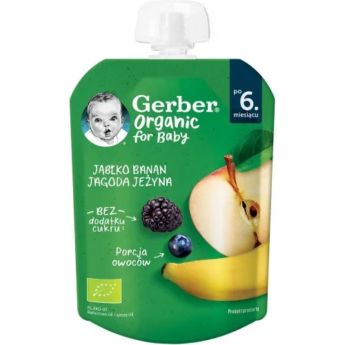 Gerber Organic Piure din Mar, Banana, Afine si Mure x 80g