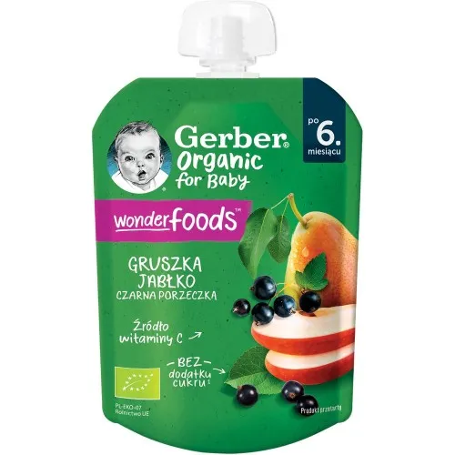 Gerber Organic Piure din Para, Mar si Coacaze Negre x 80g