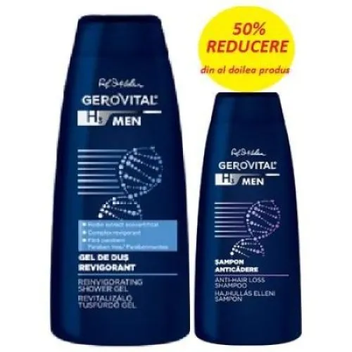 Gerovital H3 Men Gel de Dus Revigorant x 400 ml + Sampon Anticadere x 250 ml