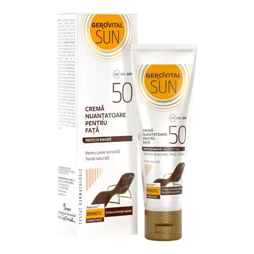 Crema nuantatoare pentru fata SPF 50 Sun, 50 ml, Gerovital
