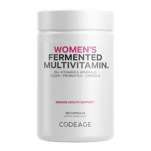 CodeAge Women's Fermented Multivitamin cu CoQ10, Probiotice, Omega 3, 120 capsule, GNC