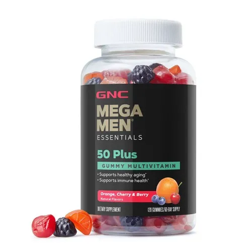 Mega Men Essentials Gummy Multivitamin 50+ Aroma Fructe Asortate, 120 jeleuri, GNC