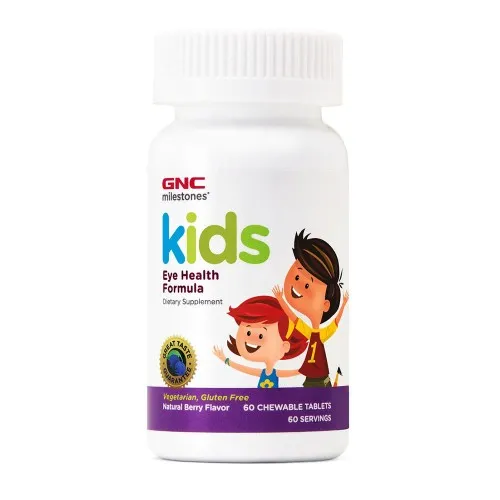 GNC Milestones® Kids Eye Health, Formula Pentru Copii, Suport Pentru Sanatatea Vizuala, cu Gust Natural de Fructe de Padure, 60 tb