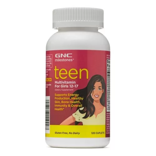 Gnc Milestones Teen Multivitamin For Girls, Multivitamine Pentru Fete 12-17 Ani, 120 Tb