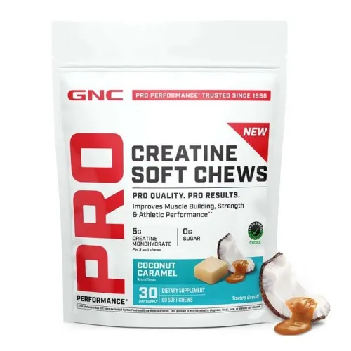 Creatina Monohidrata cu aroma de cocos si caramel, 90 caramele, GNC Pro Performance