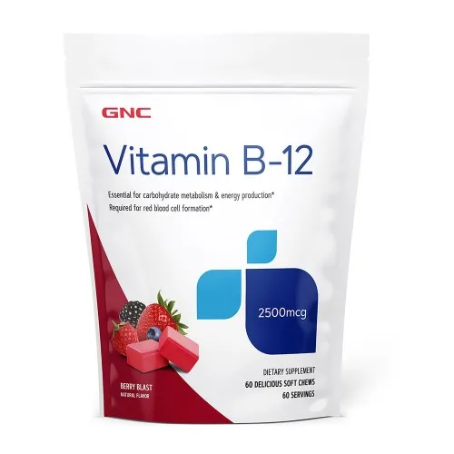 Vitamina B-12 2500 mcg cu Aroma de Fructe de Padure, 60 caramele, GNC